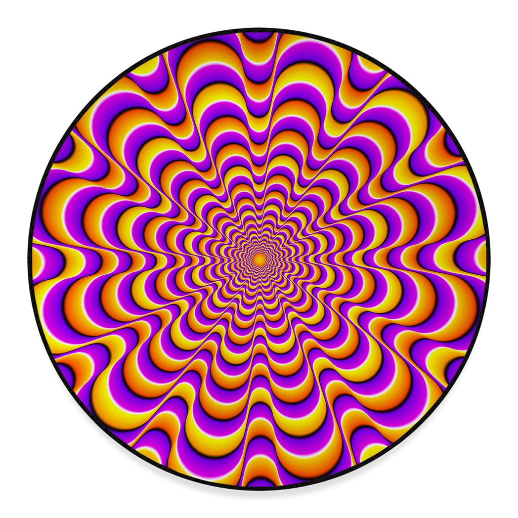 Yellow Splashing Moving Optical Illusion Round Floor Mat
