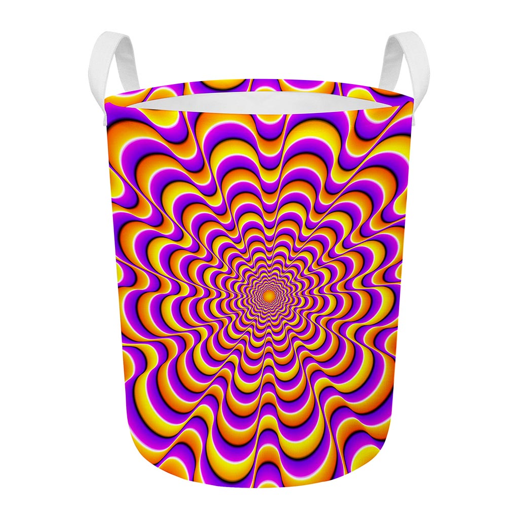 Yellow Splashing Moving Optical Illusion Round Laundry Basket