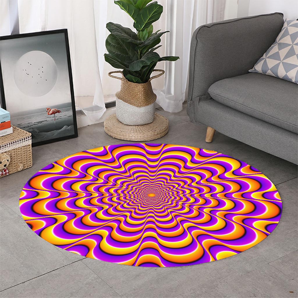 Yellow Splashing Moving Optical Illusion Round Rug