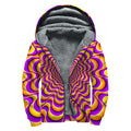 Yellow Splashing Moving Optical Illusion Sherpa Lined Zip Up Hoodie