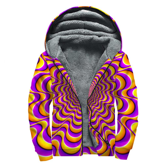 Yellow Splashing Moving Optical Illusion Sherpa Lined Zip Up Hoodie
