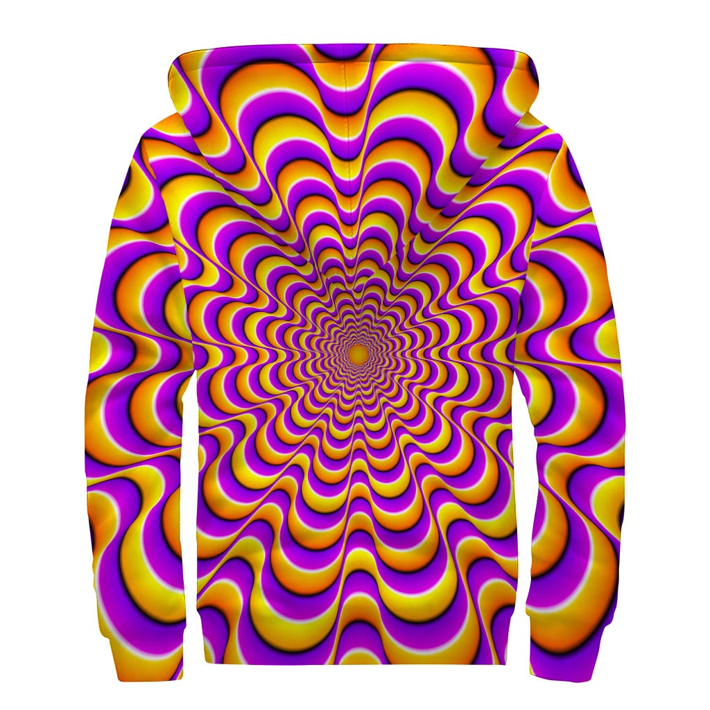 Yellow Splashing Moving Optical Illusion Sherpa Lined Zip Up Hoodie