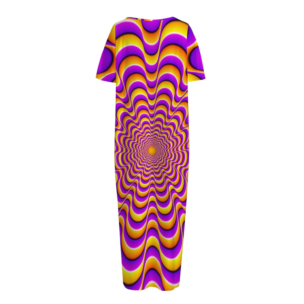 Yellow Splashing Moving Optical Illusion Short Sleeve Long Nightdress