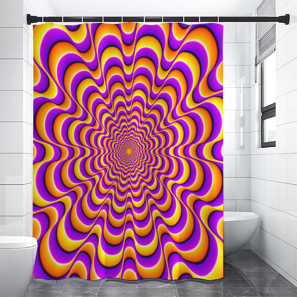 Yellow Splashing Moving Optical Illusion Shower Curtain