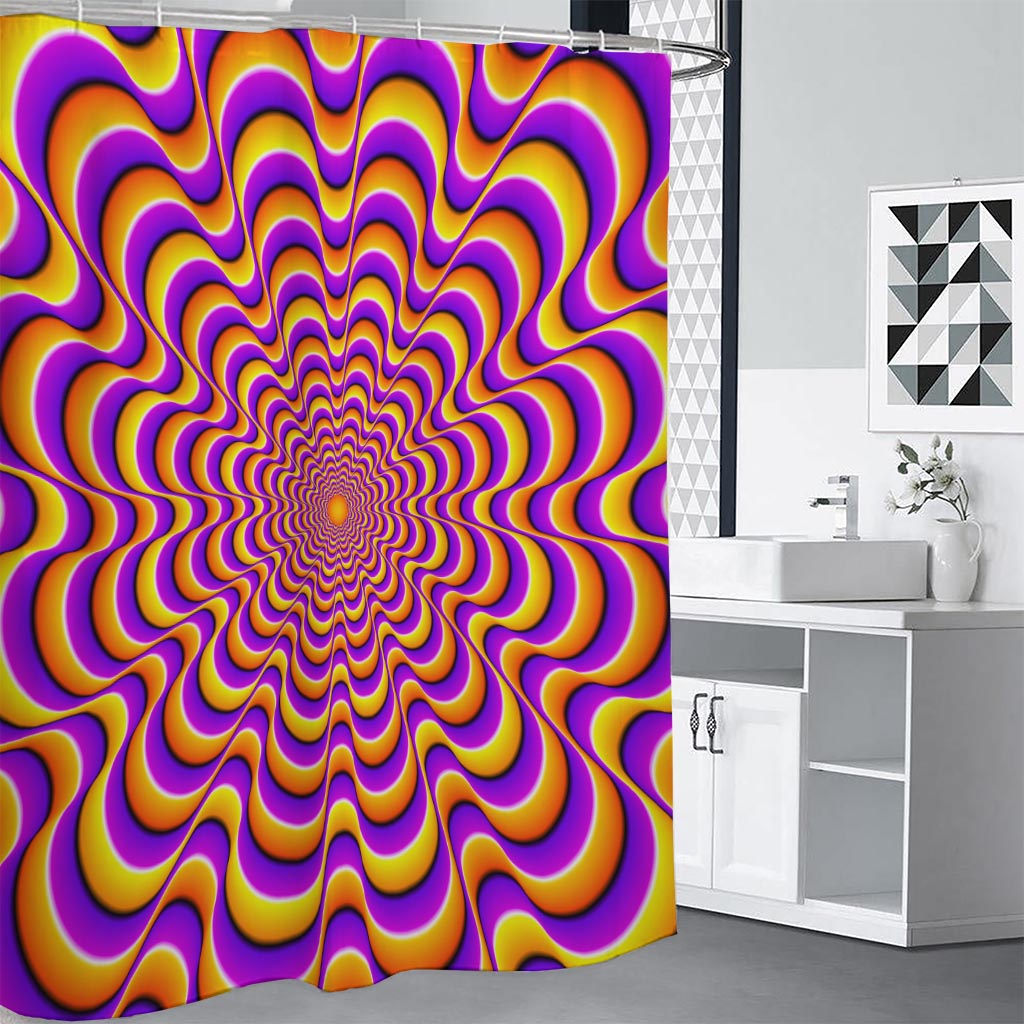 Yellow Splashing Moving Optical Illusion Shower Curtain