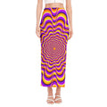 Yellow Splashing Moving Optical Illusion Side Slit Maxi Skirt