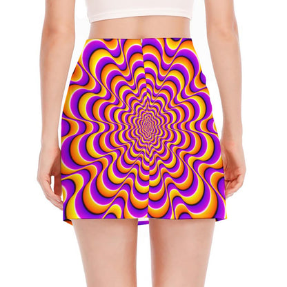 Yellow Splashing Moving Optical Illusion Side Slit Mini Skirt