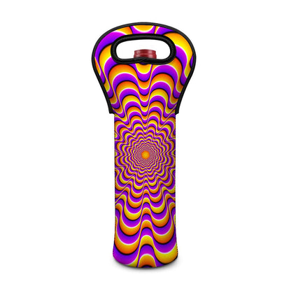 Yellow Splashing Moving Optical Illusion Single Neoprene Wine Tote