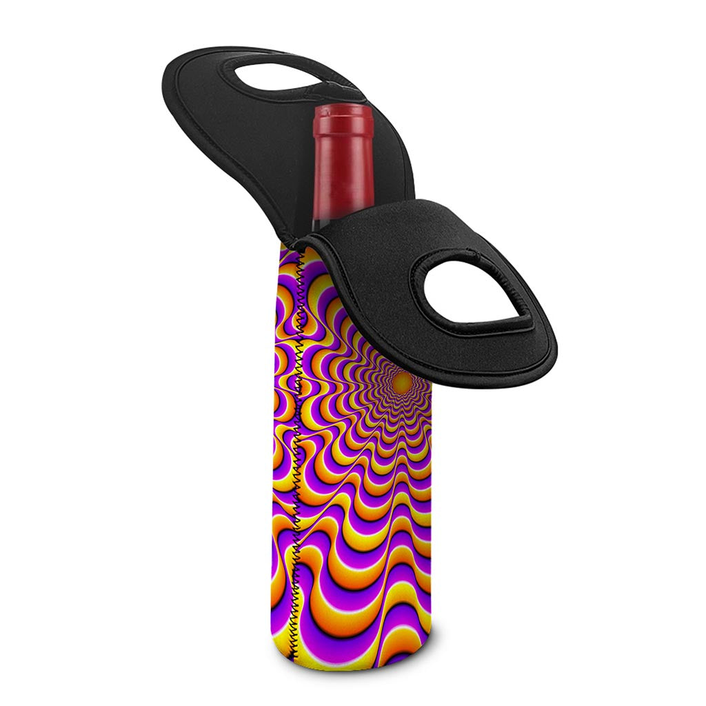 Yellow Splashing Moving Optical Illusion Single Neoprene Wine Tote