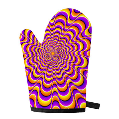 Yellow Splashing Moving Optical Illusion Single Oven Mitt
