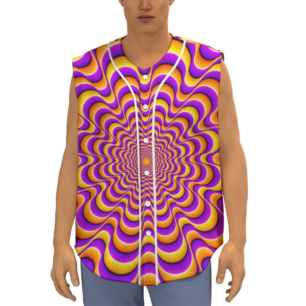 Yellow Splashing Moving Optical Illusion Sleeveless Baseball Jersey