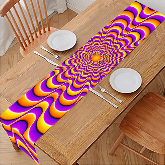 Yellow Splashing Moving Optical Illusion Table Runner
