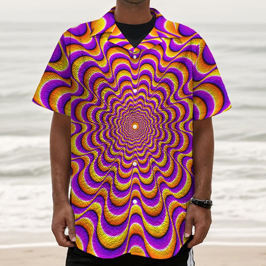 Yellow Splashing Moving Optical Illusion Textured Short Sleeve Shirt