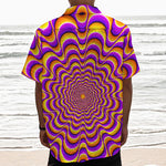 Yellow Splashing Moving Optical Illusion Textured Short Sleeve Shirt