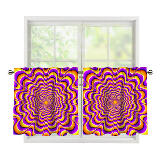 Yellow Splashing Moving Optical Illusion Tier Curtains