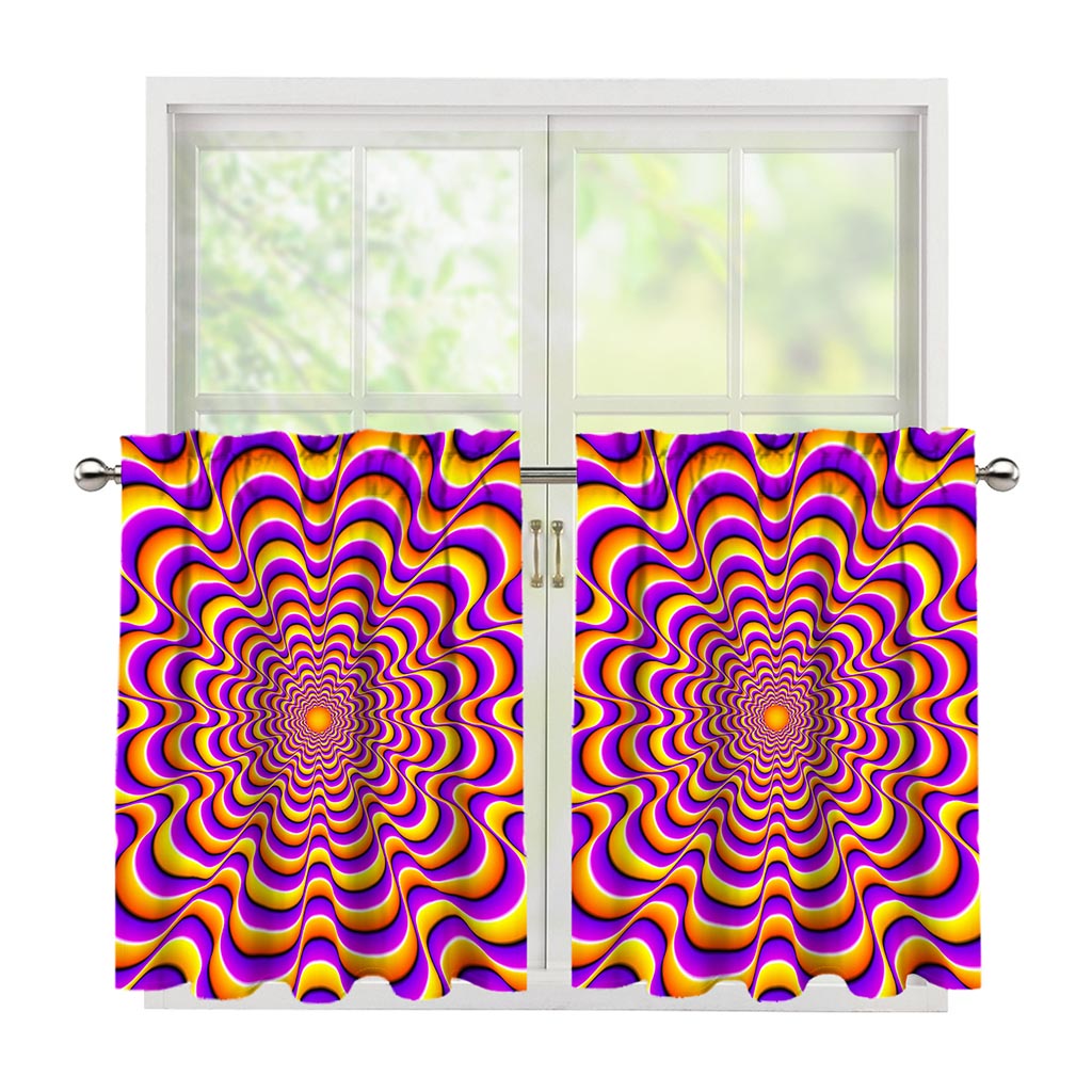 Yellow Splashing Moving Optical Illusion Tier Curtains