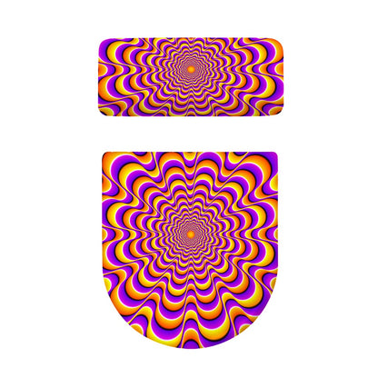 Yellow Splashing Moving Optical Illusion Toilet Lid And Tank Cover Set