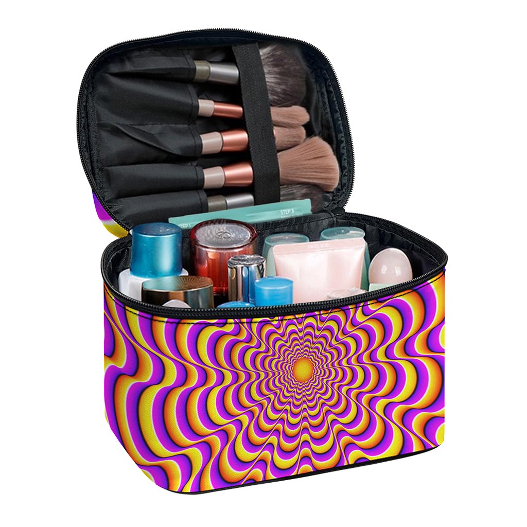 Yellow Splashing Moving Optical Illusion Travel Makeup Bag