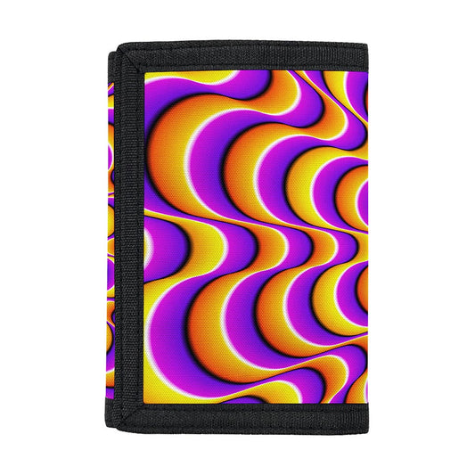 Yellow Splashing Moving Optical Illusion Trifold Wallet
