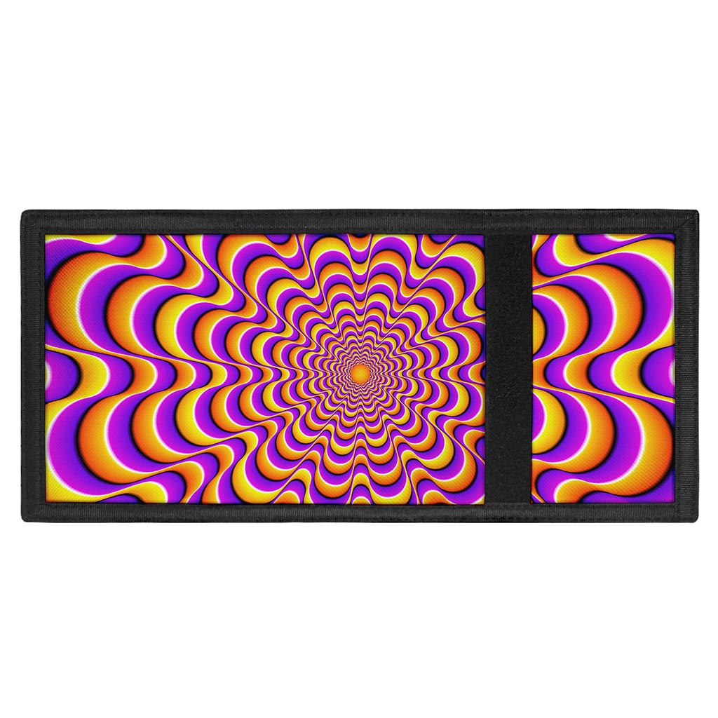 Yellow Splashing Moving Optical Illusion Trifold Wallet