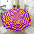Yellow Splashing Moving Optical Illusion Waterproof Round Tablecloth
