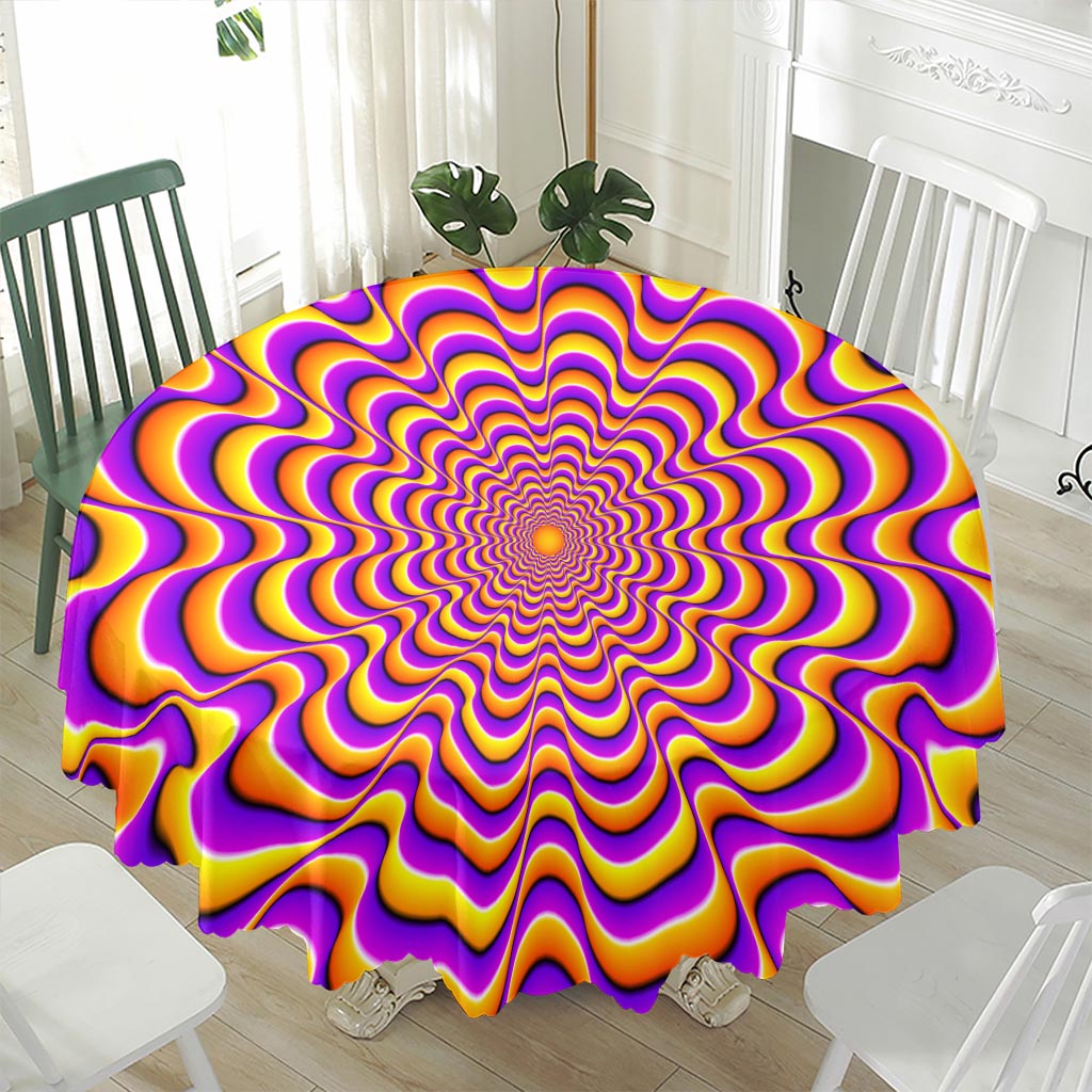 Yellow Splashing Moving Optical Illusion Waterproof Round Tablecloth