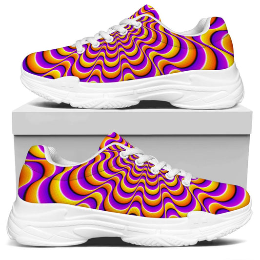 Yellow Splashing Moving Optical Illusion White Chunky Shoes