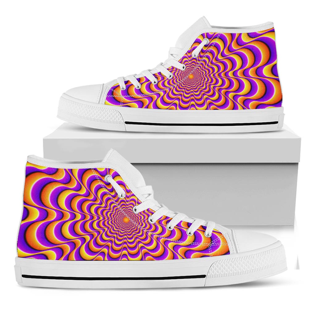 Yellow Splashing Moving Optical Illusion White High Top Sneakers