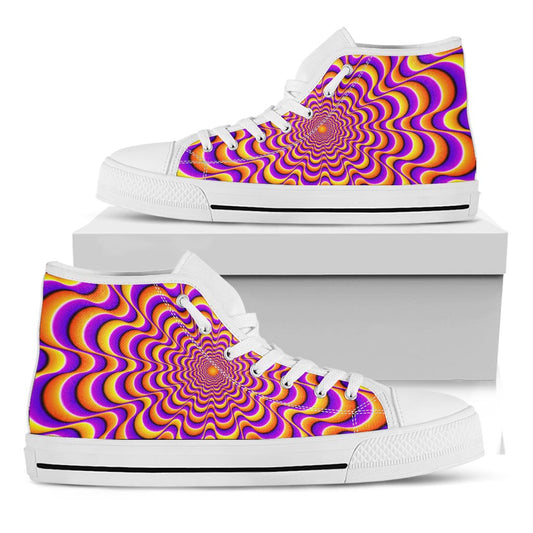 Yellow Splashing Moving Optical Illusion White High Top Sneakers