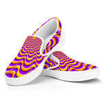 Yellow Splashing Moving Optical Illusion White Slip On Sneakers