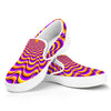 Yellow Splashing Moving Optical Illusion White Slip On Sneakers