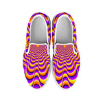 Yellow Splashing Moving Optical Illusion White Slip On Sneakers