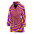 Yellow Splashing Moving Optical Illusion Women's Bathrobe