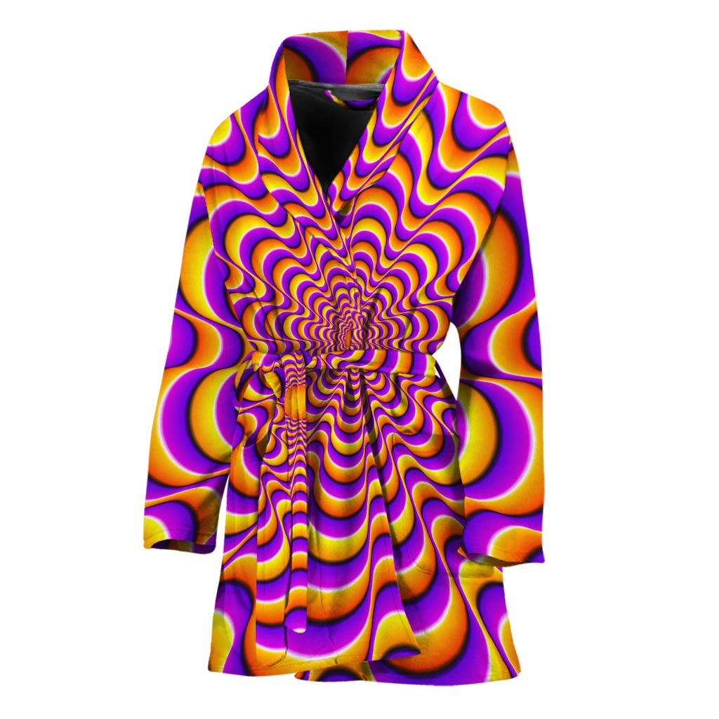 Yellow Splashing Moving Optical Illusion Women's Bathrobe