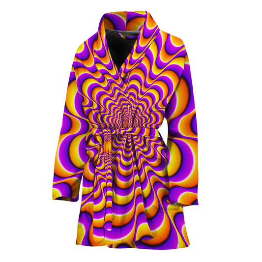 Yellow Splashing Moving Optical Illusion Women's Bathrobe