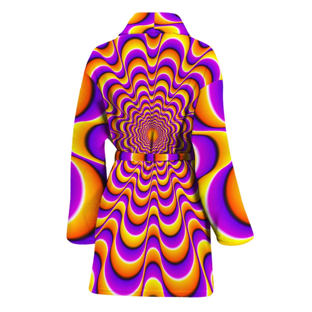 Yellow Splashing Moving Optical Illusion Women's Bathrobe
