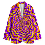 Yellow Splashing Moving Optical Illusion Women's Blazer
