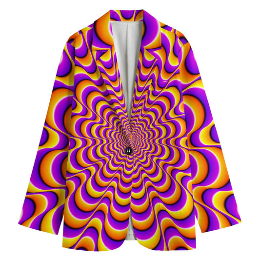 Yellow Splashing Moving Optical Illusion Women's Cotton Blazer
