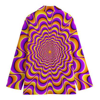 Yellow Splashing Moving Optical Illusion Women's Cotton Blazer