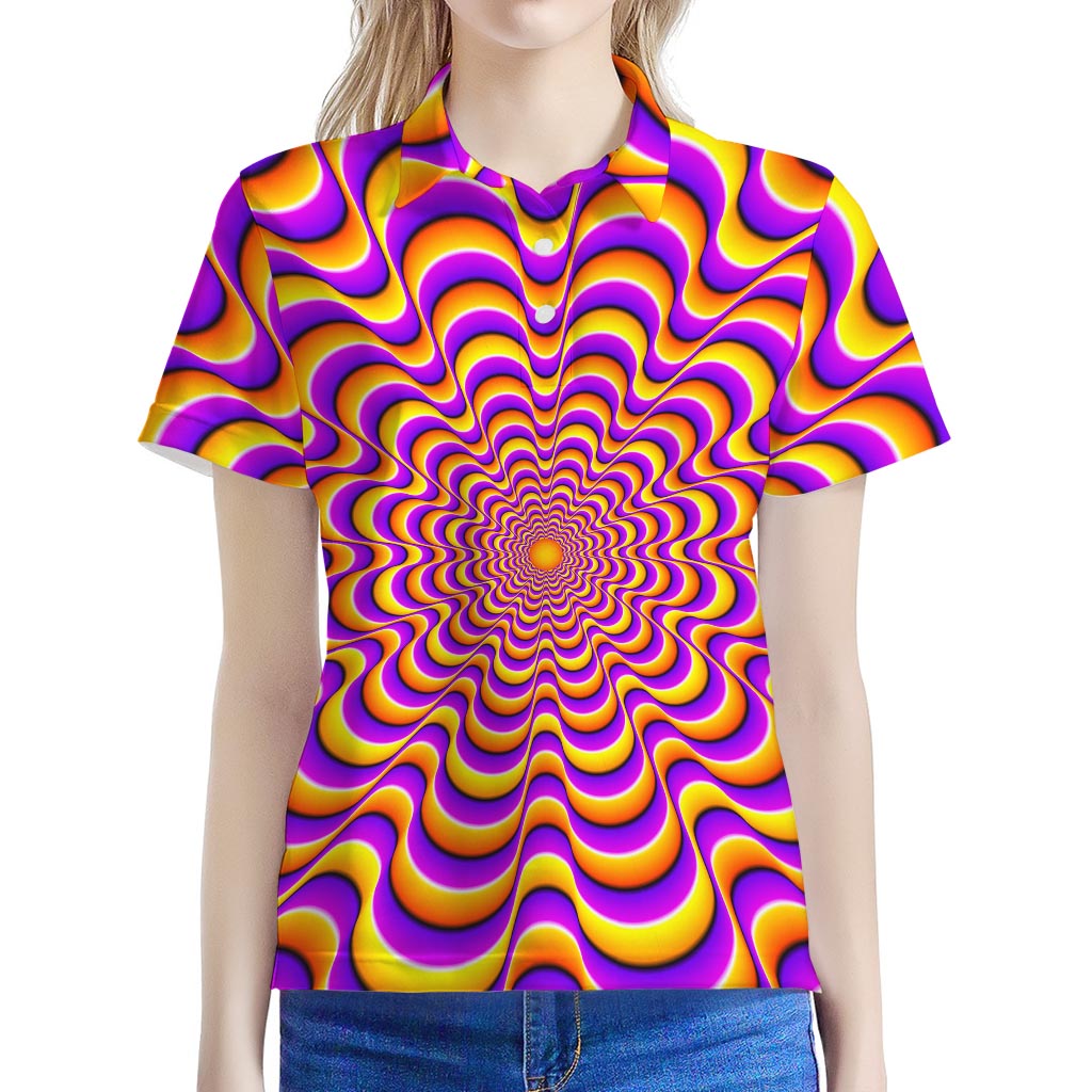 Yellow Splashing Moving Optical Illusion Women's Polo Shirt