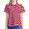 Yellow Splashing Moving Optical Illusion Women's Polo Shirt