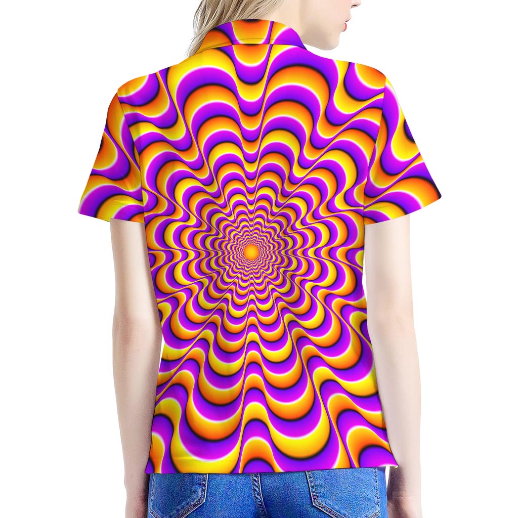 Yellow Splashing Moving Optical Illusion Women's Polo Shirt