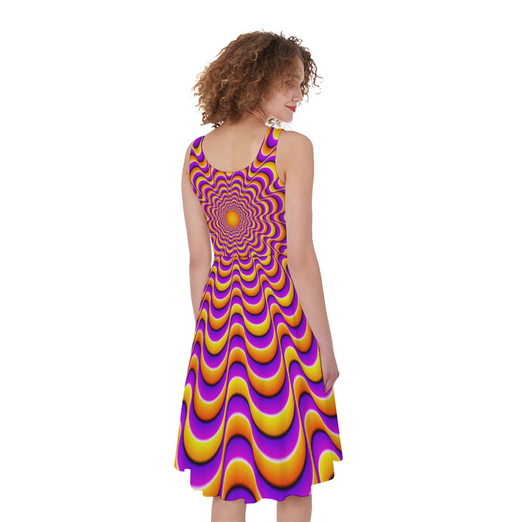 Yellow Splashing Moving Optical Illusion Women's Sleeveless Dress