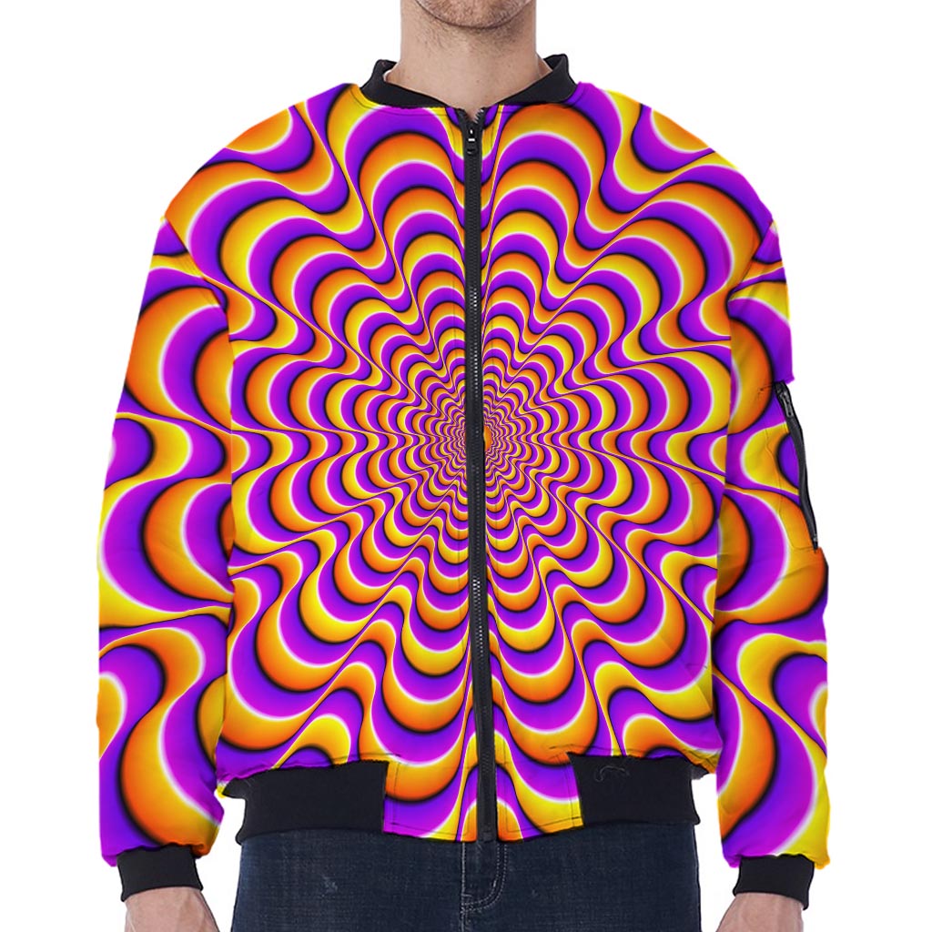 Yellow Splashing Moving Optical Illusion Zip Sleeve Bomber Jacket