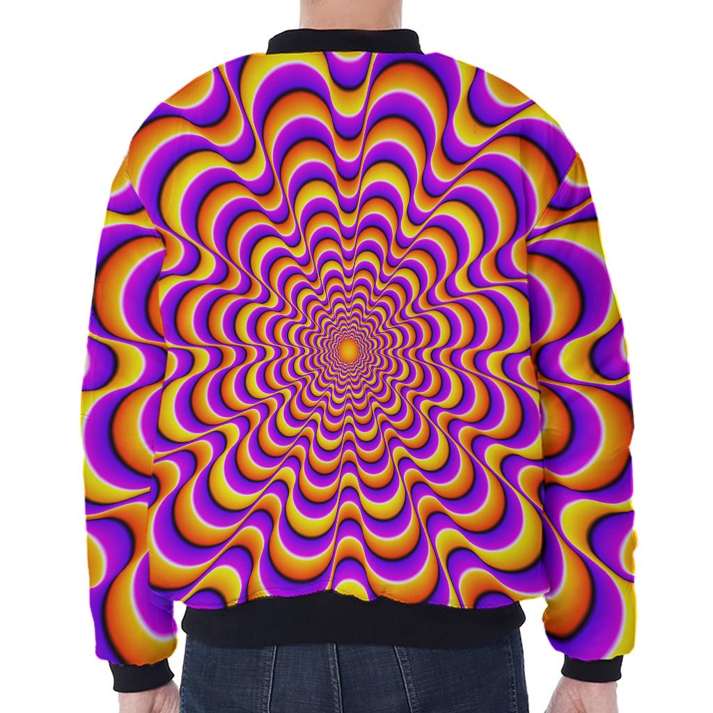 Yellow Splashing Moving Optical Illusion Zip Sleeve Bomber Jacket