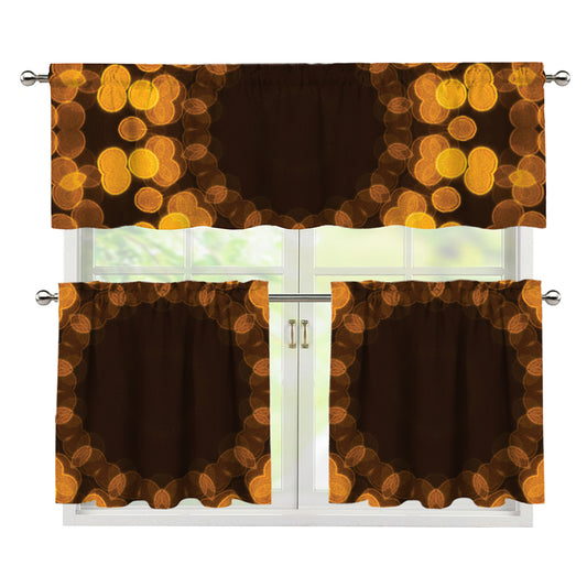 Yellow Spot Kaleidoscope Print 3 Piece Kitchen Curtains