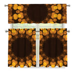 Yellow Spot Kaleidoscope Print 3 Piece Kitchen Curtains
