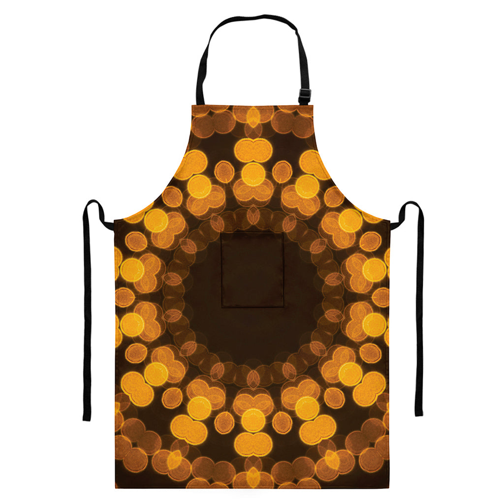 Yellow Spot Kaleidoscope Print Bib Apron With Pocket