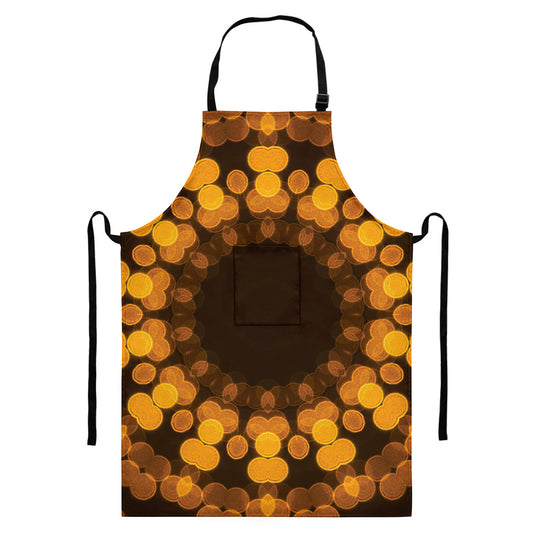 Yellow Spot Kaleidoscope Print Bib Apron With Pocket