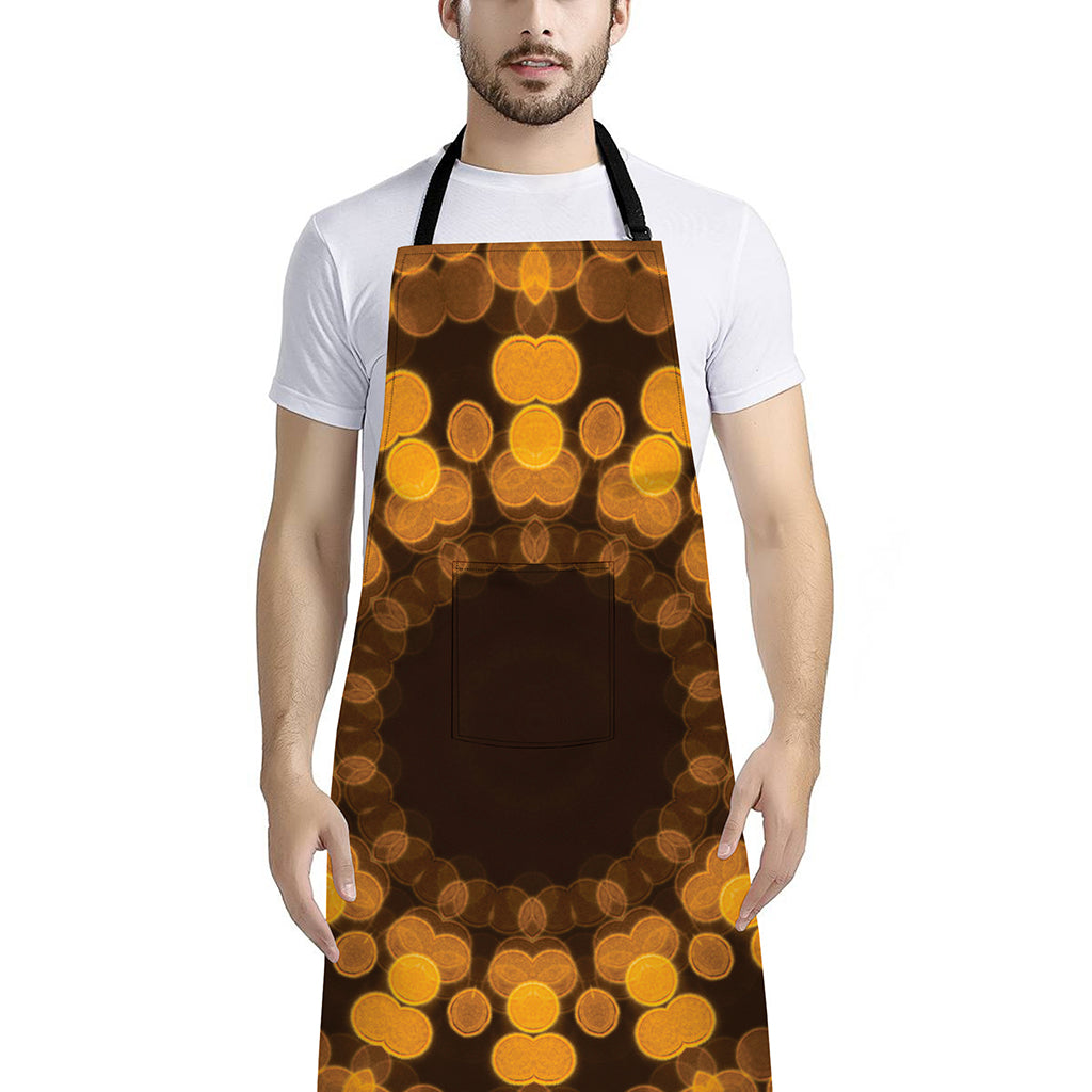 Yellow Spot Kaleidoscope Print Bib Apron With Pocket